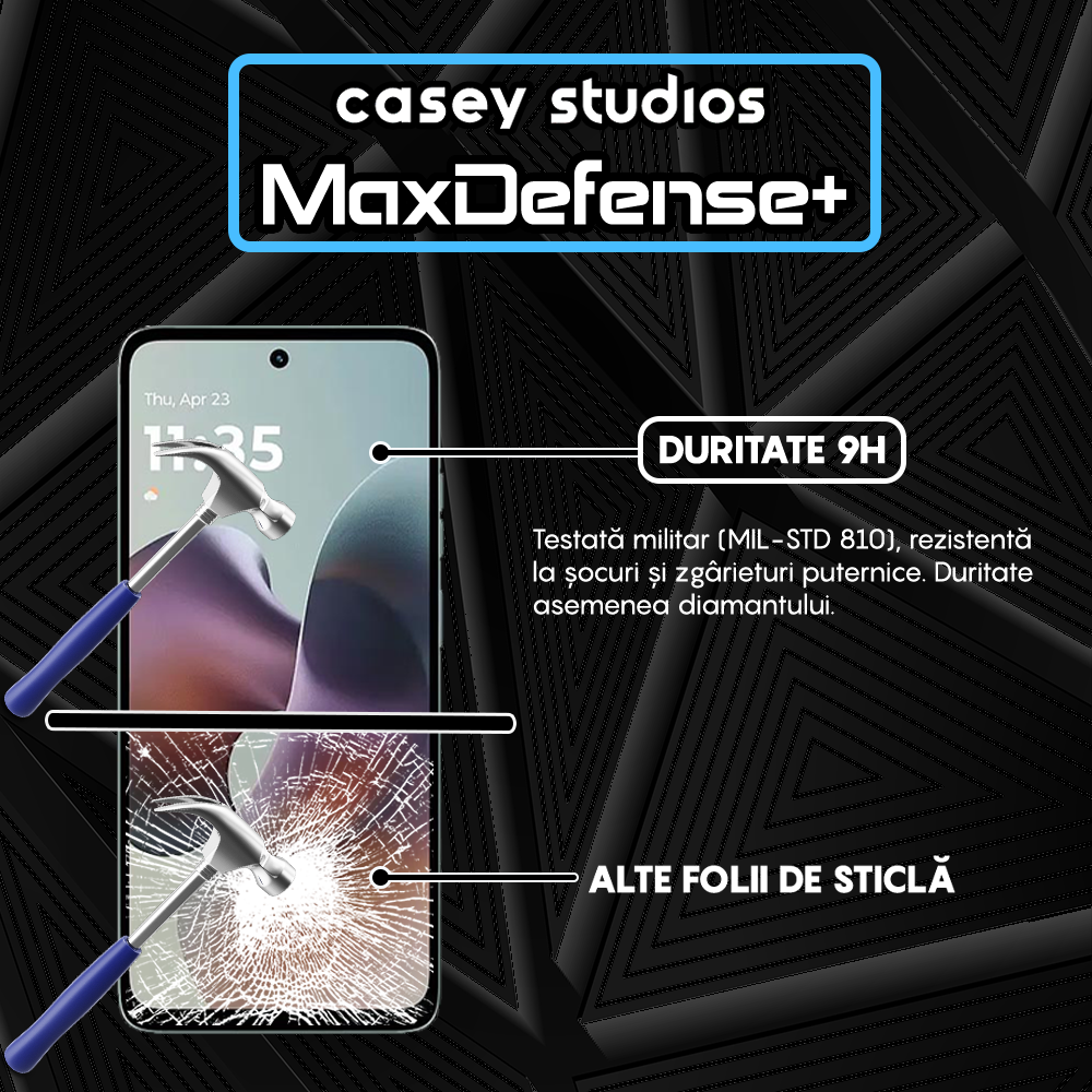 Folie Sticla MaxDefense+ - Motorola Moto G56 5G - Negru