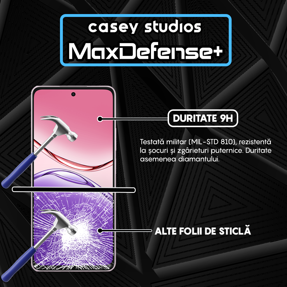 Folie Sticla MaxDefense+ - Oppo A5 Pro 5G - Negru