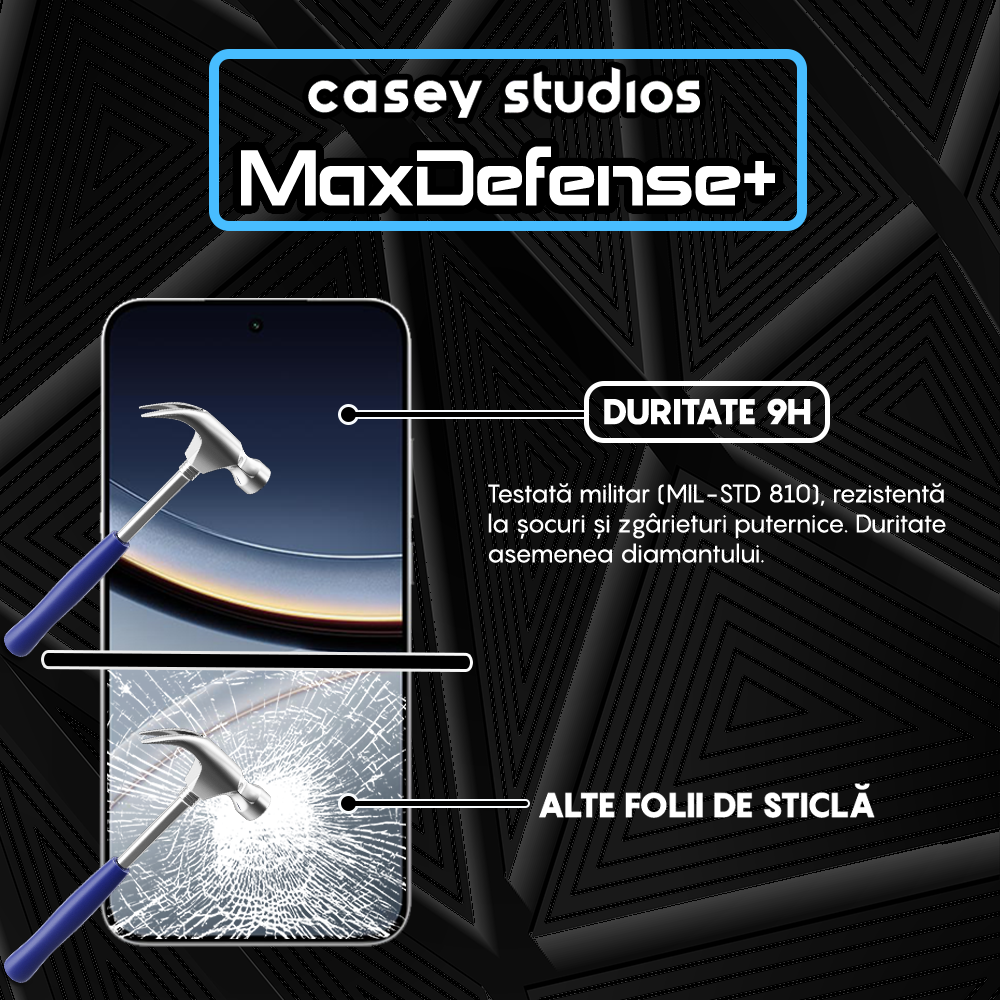 Folie Sticla MaxDefense+ - Xiaomi Poco F7 - Negru