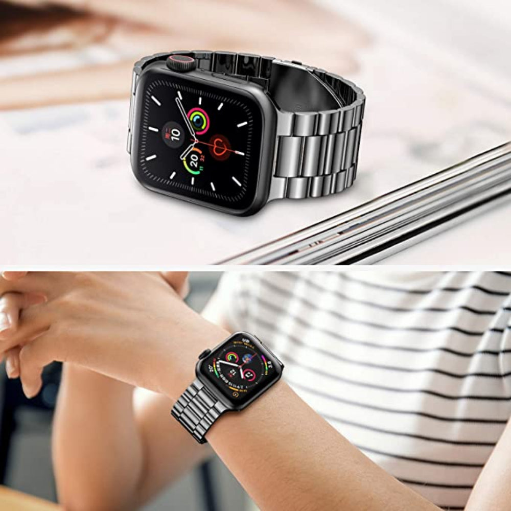 Curea Metallic Link - Apple Watch 1/2/3/4/5/6/7/8/9/10/11/SE/SE2/SE3 - 38/40/41/42 MM - Negru