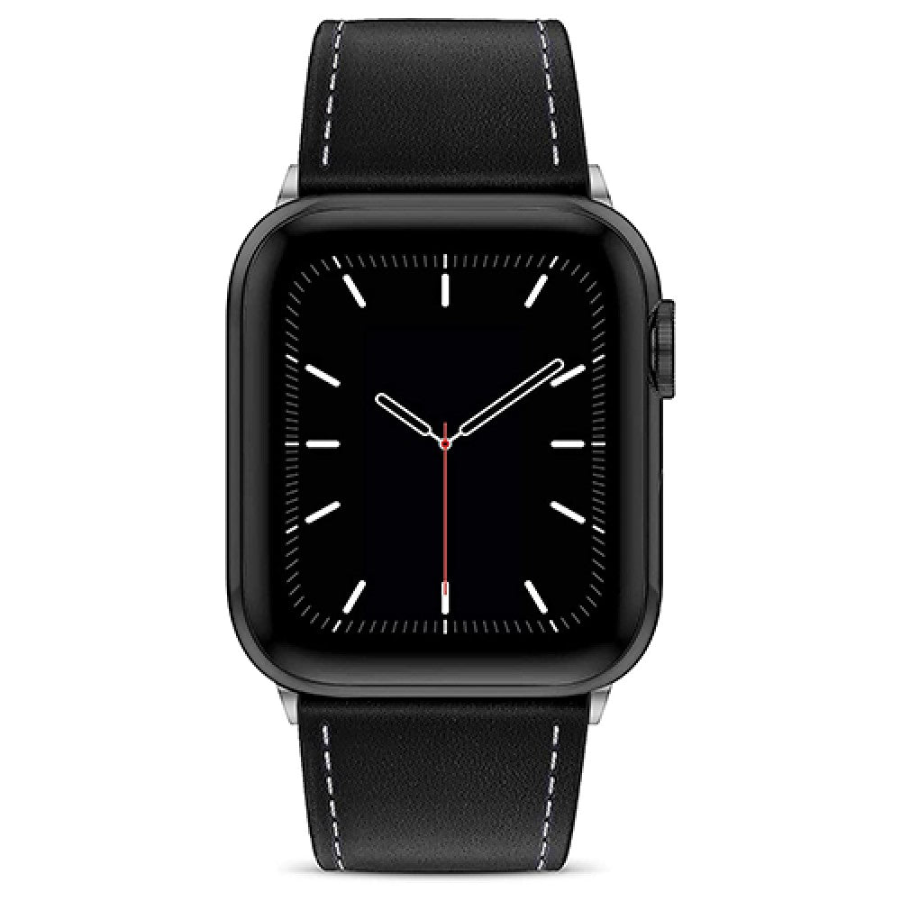 Curea Leather Heritage - Apple Watch 1/2/3/4/5/6/7/8/9/10/11/SE/SE2/SE3 - 38/40/41/42 MM - Negru/Alb