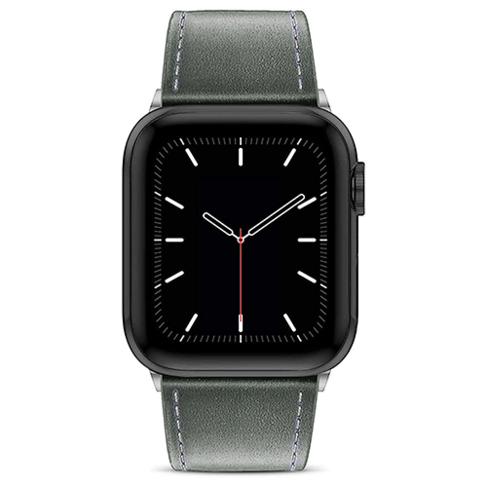 Curea Leather Heritage - Apple Watch 1/2/3/4/5/6/7/8/9/10/11/SE/SE2/SE3/Ultra 1/Ultra 2/Ultra 3 - 42/44/45/46/49 MM - Gri/Alb