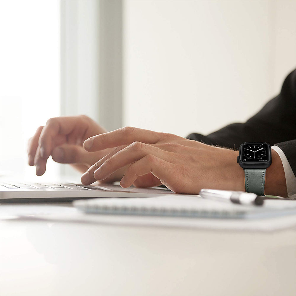 Curea Leather Heritage - Apple Watch 1/2/3/4/5/6/7/8/9/10/11/SE/SE2/SE3 - 38/40/41/42 MM - Gri