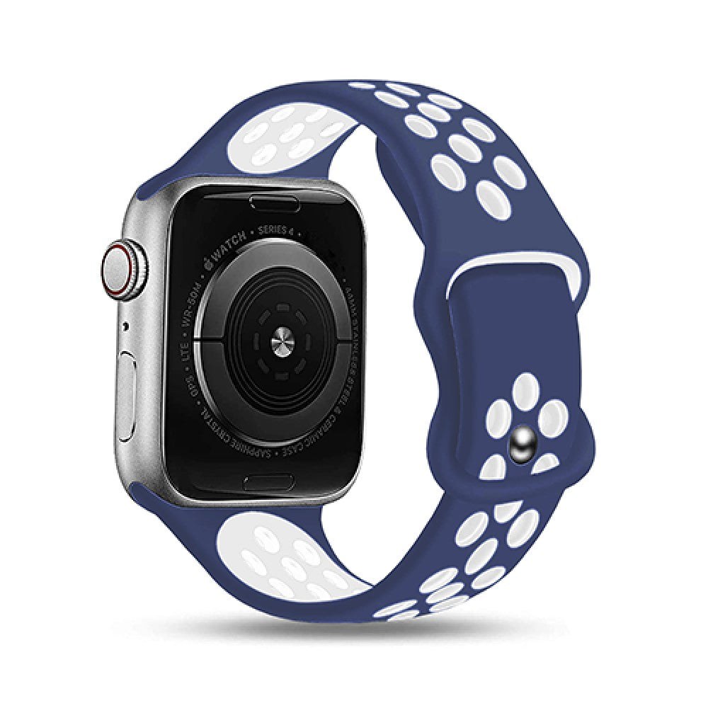 Curea Silicone Flex Loop - Apple Watch 1/2/3/4/5/6/7/8/9/10/11/SE/SE2/SE3 - 38/40/41/42 MM - Midnight Blue/White