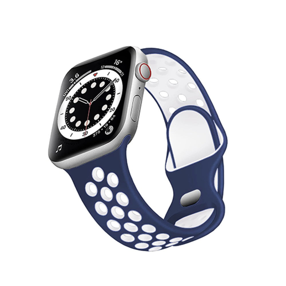 Curea Silicone Flex Loop - Apple Watch 1/2/3/4/5/6/7/8/9/10/11/SE/SE2/SE3 - 38/40/41/42 MM - Midnight Blue/White