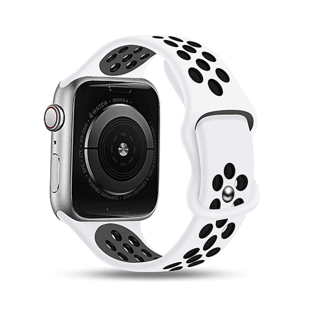 Curea Silicone Flex Loop - Apple Watch 1/2/3/4/5/6/7/8/9/10/11/SE/SE2/SE3 - 38/40/41/42 MM - White/Black