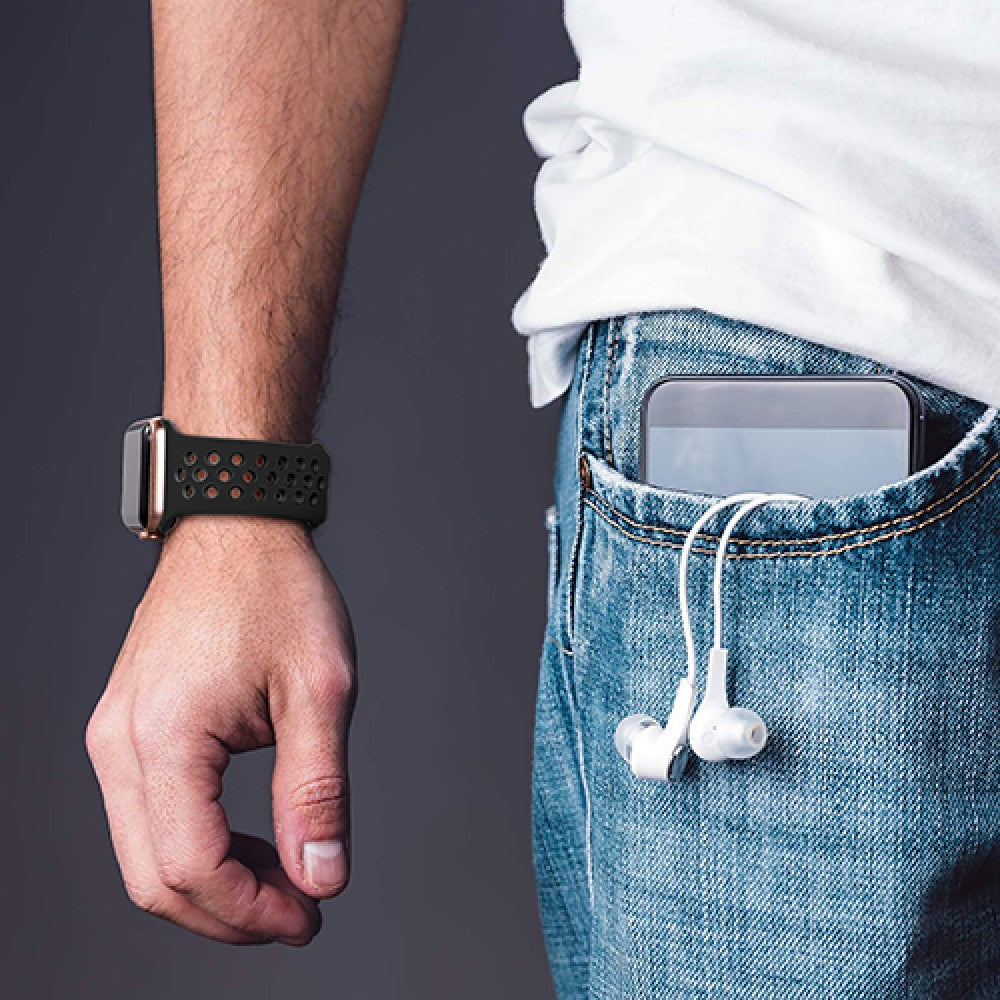 Curea Silicone Aero Loop - Apple Watch 1/2/3/4/5/6/7/8/9/10/11/SE/SE2/SE3/Ultra 1/Ultra 2/Ultra 3 - 42/44/45/46/49 MM - Black