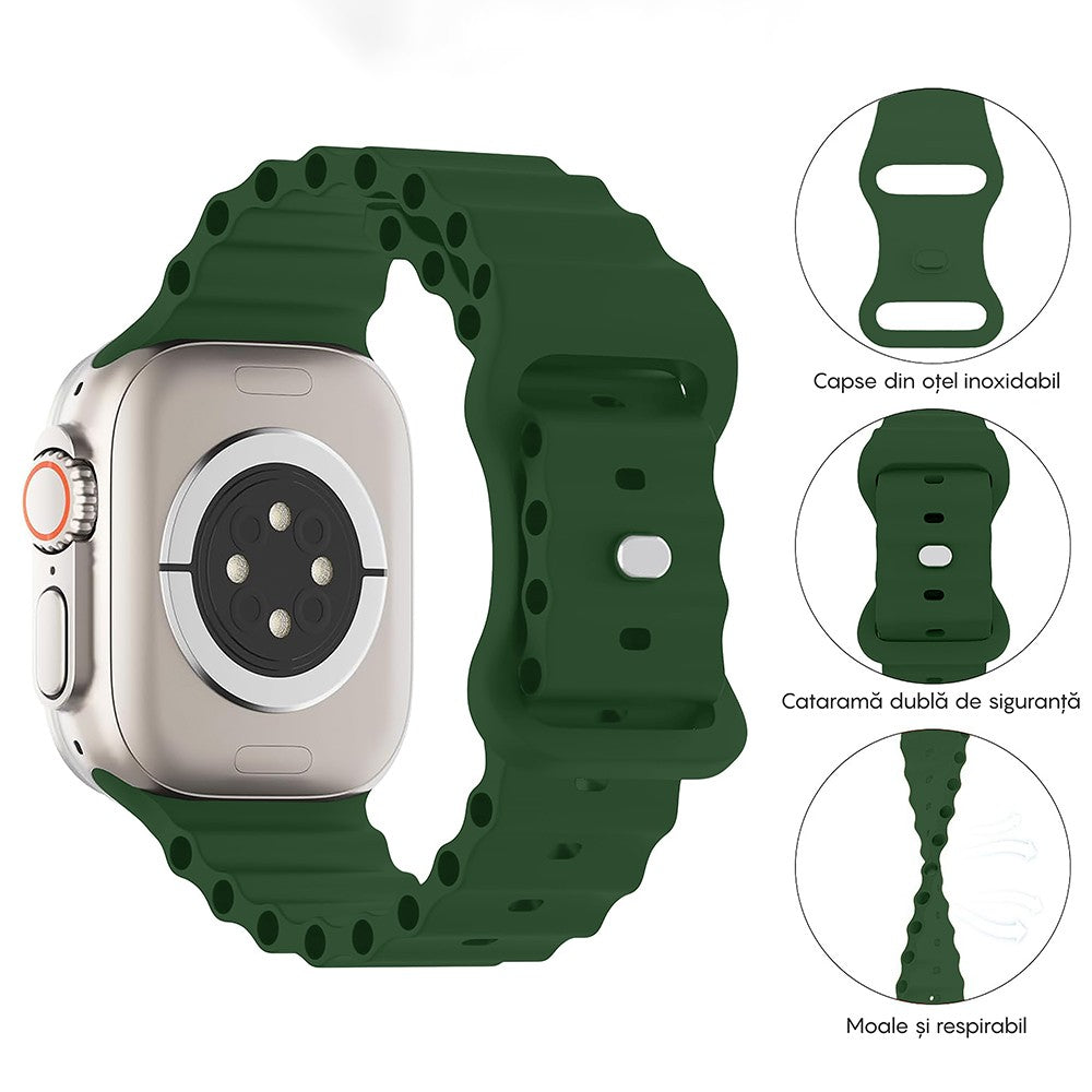 Curea Ocean Explorer - Apple Watch 1/2/3/4/5/6/7/8/9/10/11/SE/SE2/SE3 - 38/40/41/42 MM - Verde Inchis