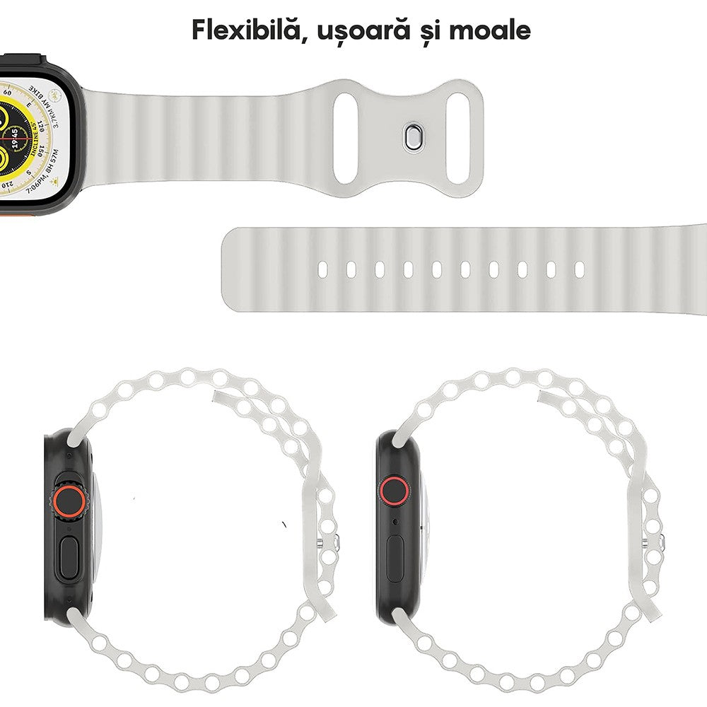 Curea Ocean Explorer - Apple Watch 1/2/3/4/5/6/7/8/9/10/11/SE/SE2/SE3/Ultra 1/Ultra 2/Ultra 3 - 42/44/45/46/49 MM - Alb