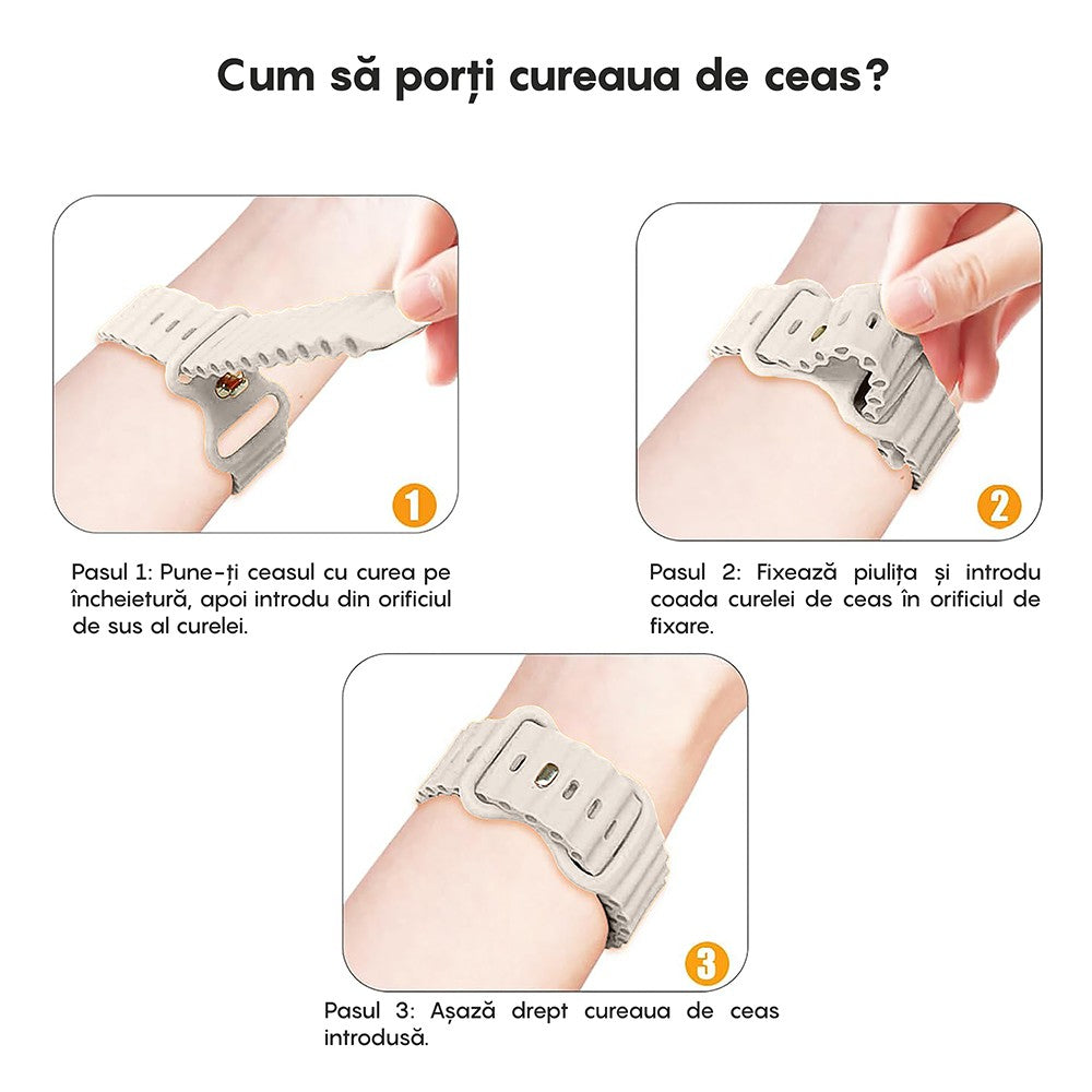 Curea Ocean Explorer - Apple Watch 1/2/3/4/5/6/7/8/9/10/11/SE/SE2/SE3/Ultra 1/Ultra 2/Ultra 3 - 42/44/45/46/49 MM - Crem