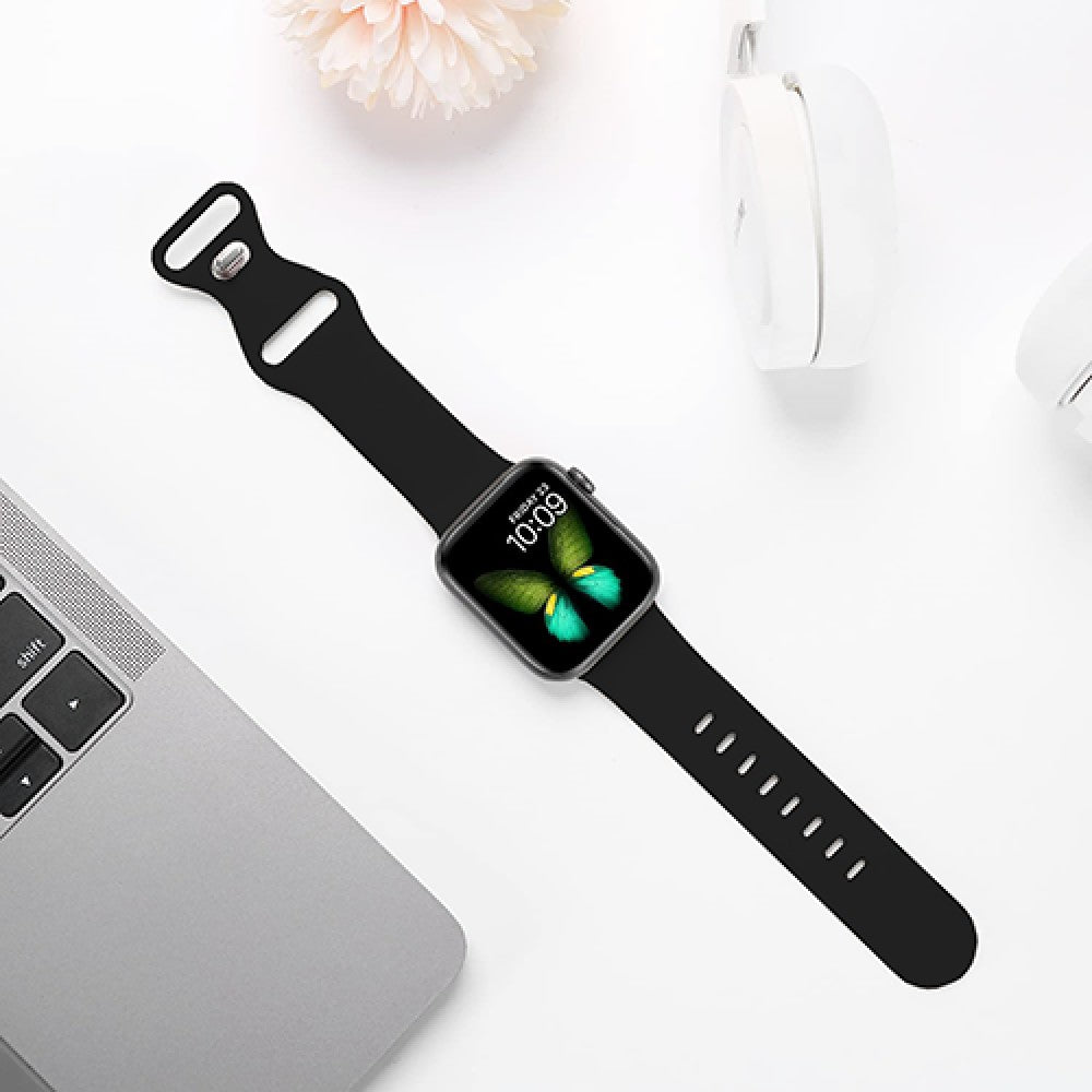 Curea Silicone Flex Loop - Apple Watch 1/2/3/4/5/6/7/8/9/10/11/SE/SE2/SE3/Ultra 1/Ultra 2/Ultra 3 - 42/44/45/46/49 MM - Black
