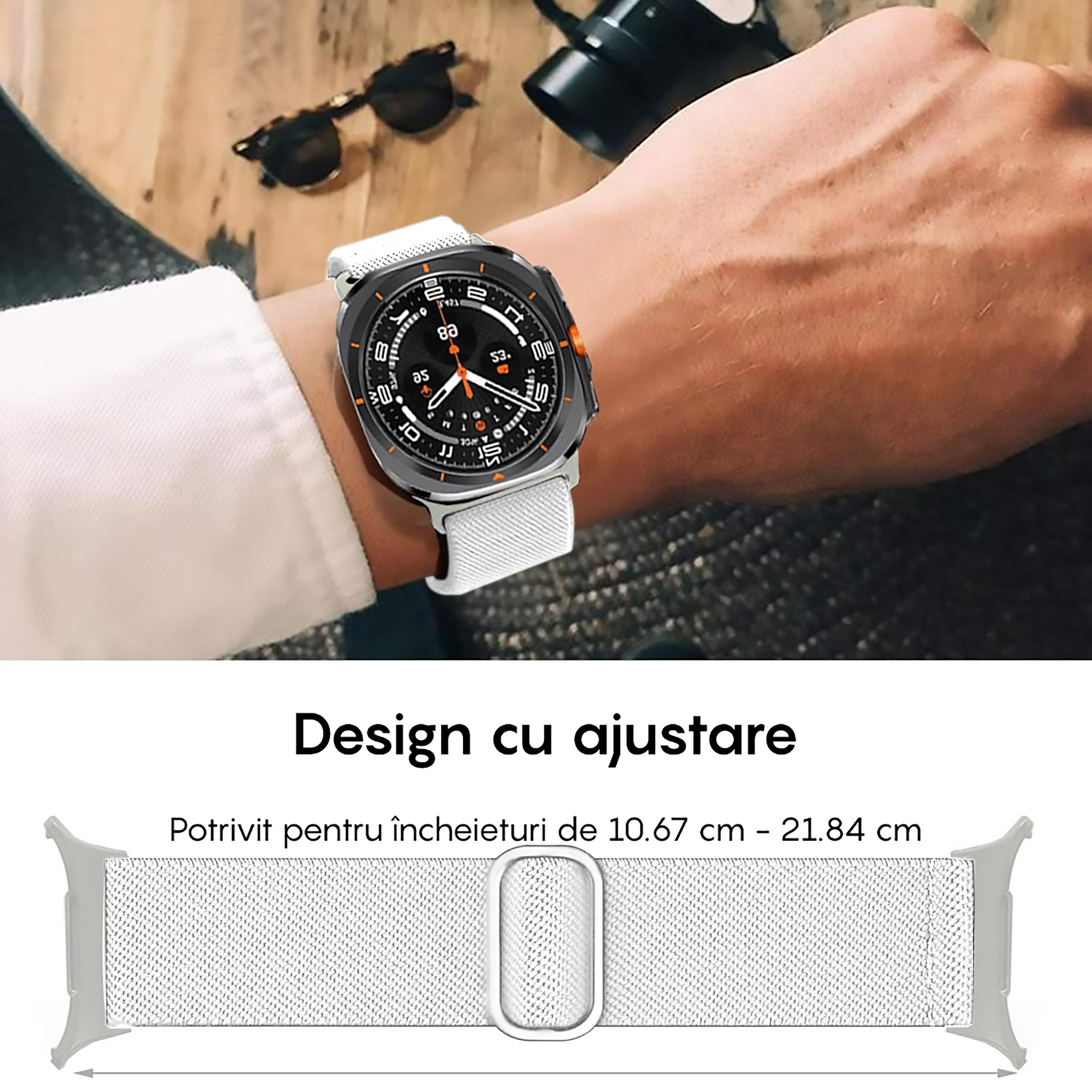 Curea Braided Classic - Samsung Galaxy Watch Ultra - Alb