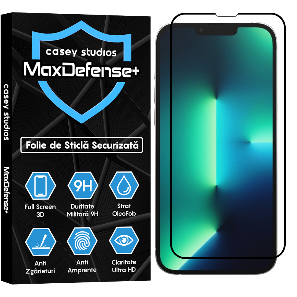 Folie Sticla MaxDefense+ - iPhone 13 Pro Max - Negru