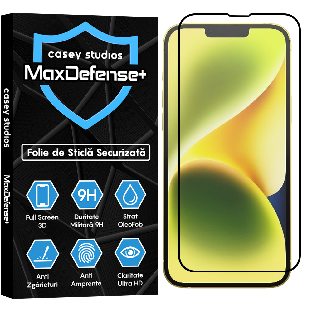 Folie Sticla MaxDefense+ - iPhone 14 Plus - Negru