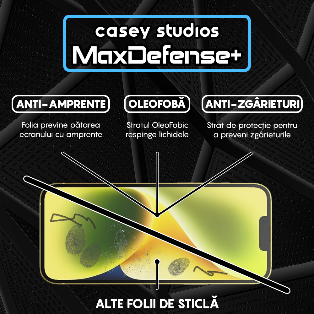 Folie Sticla MaxDefense+ - iPhone 14 Plus - Negru