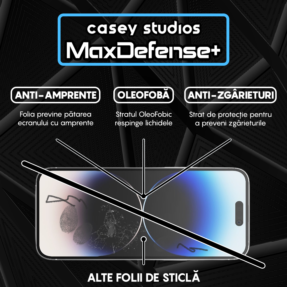 Folie Sticla MaxDefense+ - iPhone 14 Pro Max - Negru