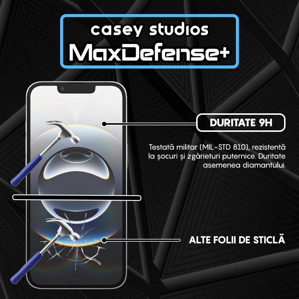 Folie Sticla MaxDefense+ - iPhone 16e - Negru