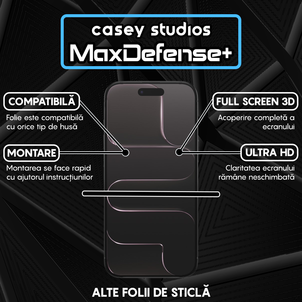 Folie Sticla MaxDefense+ - iPhone 17 Air - Negru