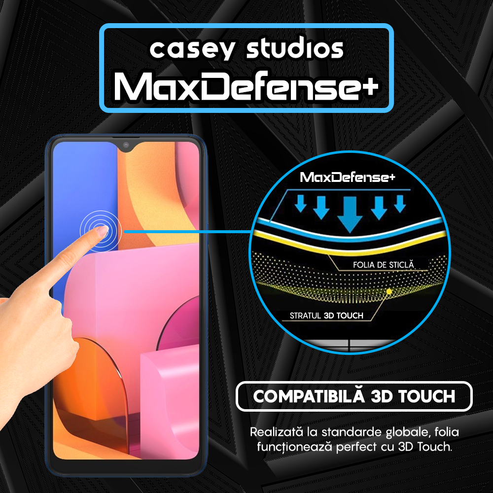Folie Sticla MaxDefense+ - Samsung Galaxy A20S - Negru