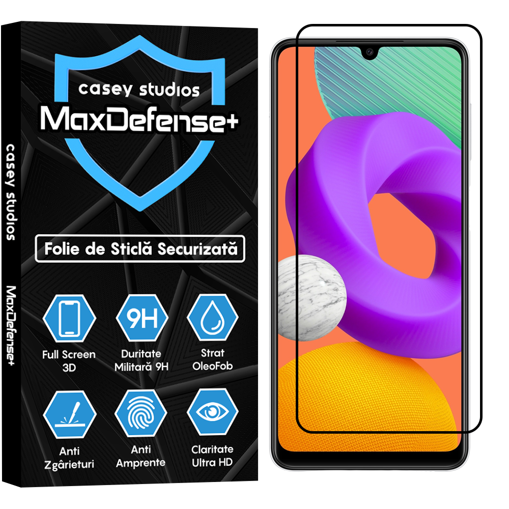 Folie Sticla MaxDefense+ - Samsung Galaxy A22 4G/M22 - Negru