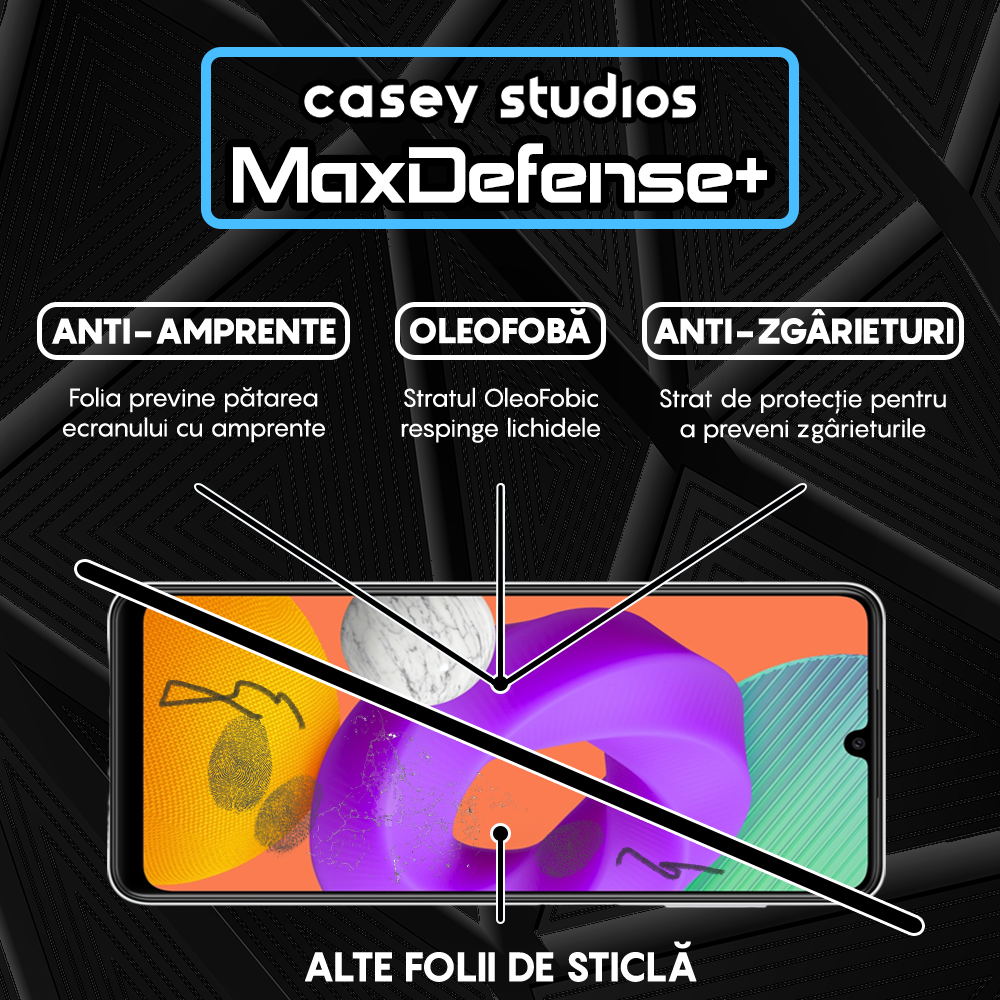 Folie Sticla MaxDefense+ - Samsung Galaxy A22 4G/M22 - Negru