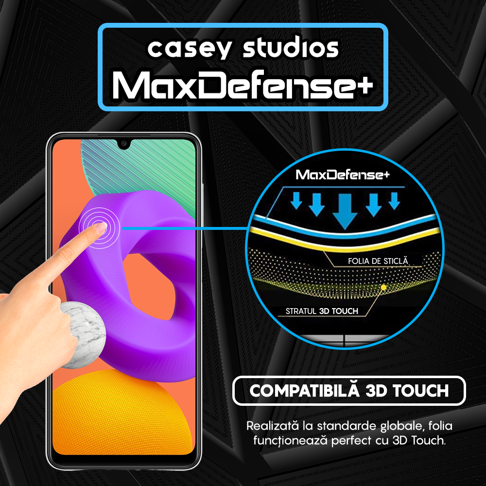 Folie Sticla MaxDefense+ - Samsung Galaxy A22 4G/M22 - Negru