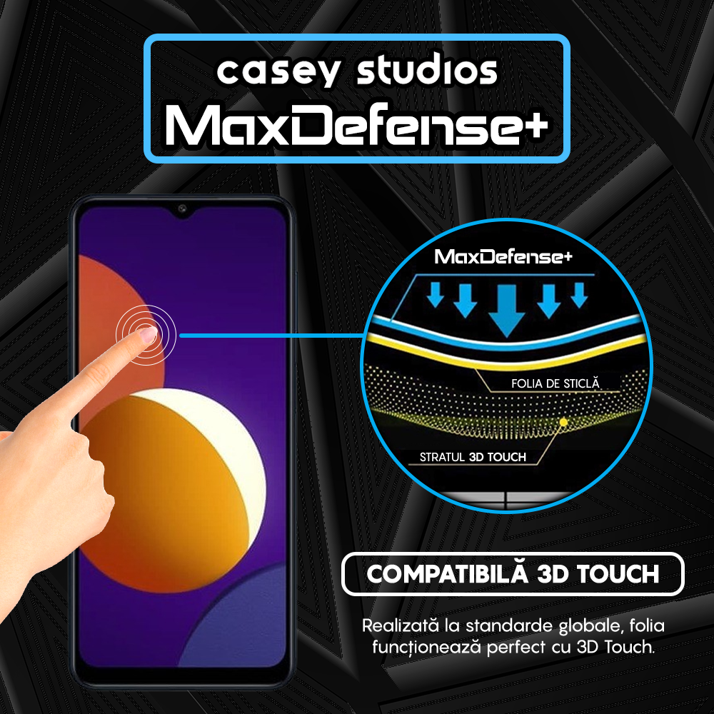 Folie Sticla MaxDefense+ - Samsung Galaxy A32 5G/A12 NACHO/A12/M12/A02/F12/M02 - Negru