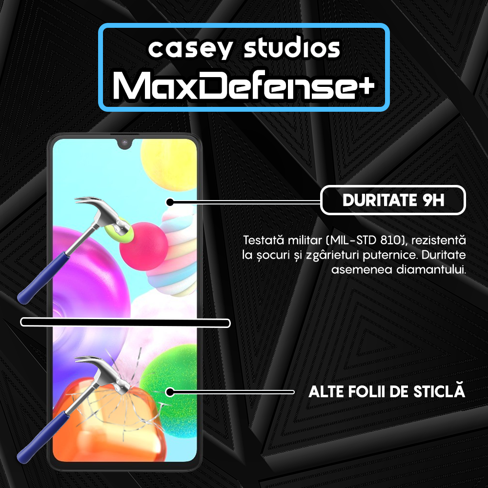 Folie Sticla MaxDefense+ - Samsung Galaxy A41 - Negru