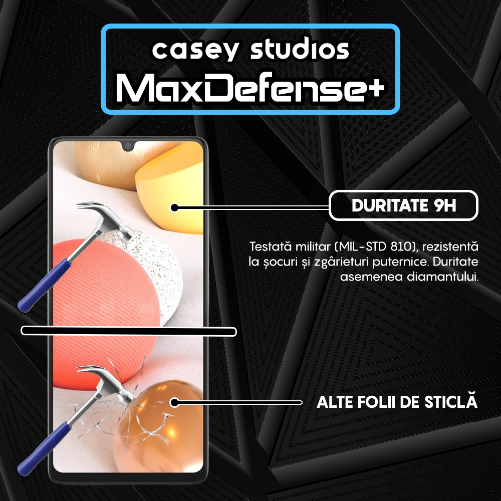 Folie Sticla MaxDefense+ - Samsung Galaxy A42 5G - Negru