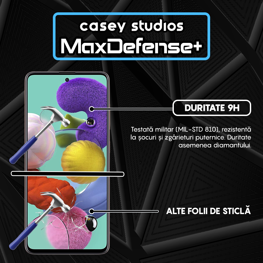 Folie Sticla MaxDefense+ - Samsung Galaxy A51 4G/5G - Negru