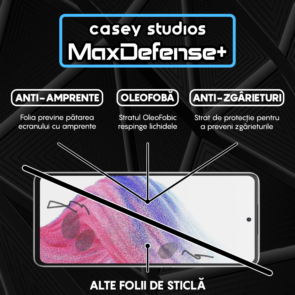 Folie Sticla MaxDefense+ - Samsung Galaxy A53 5G - Negru