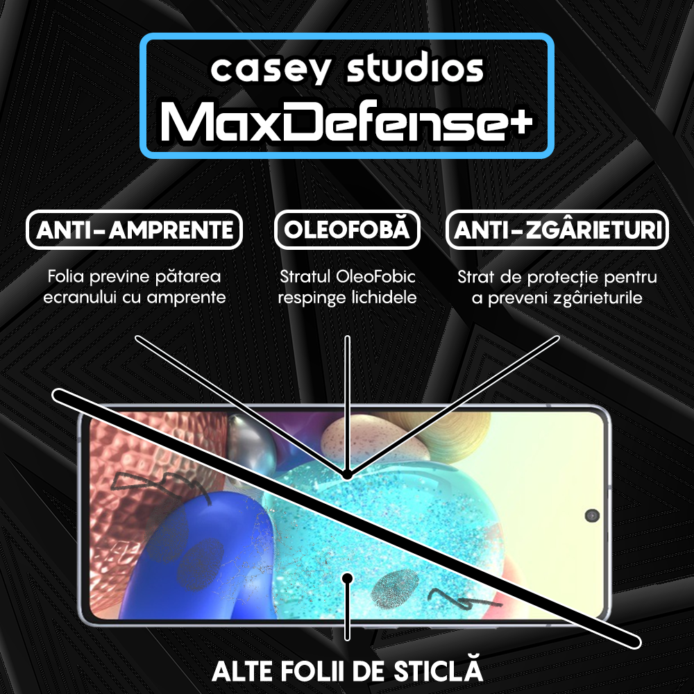 Folie Sticla MaxDefense+ - Samsung Galaxy A71 4G/A71 5G/M51/Note 10 Lite - Negru