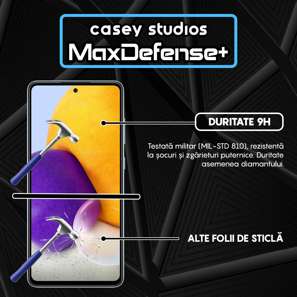 Folie Sticla MaxDefense+ - Samsung Galaxy A72 4G/A72 5G - Negru