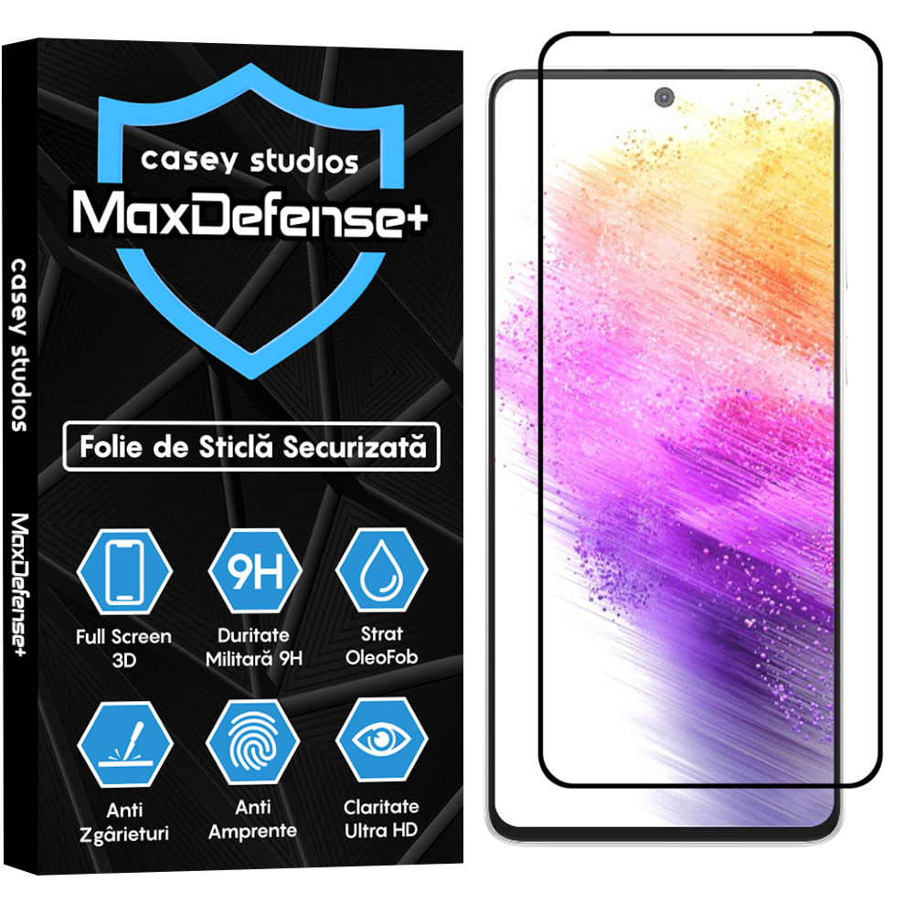 Folie Sticla MaxDefense+ - Samsung Galaxy A73 5G - Negru