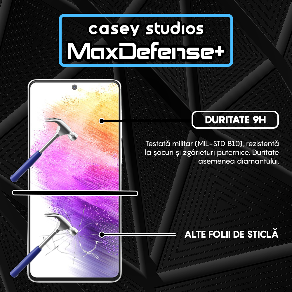 Folie Sticla MaxDefense+ - Samsung Galaxy A73 5G - Negru