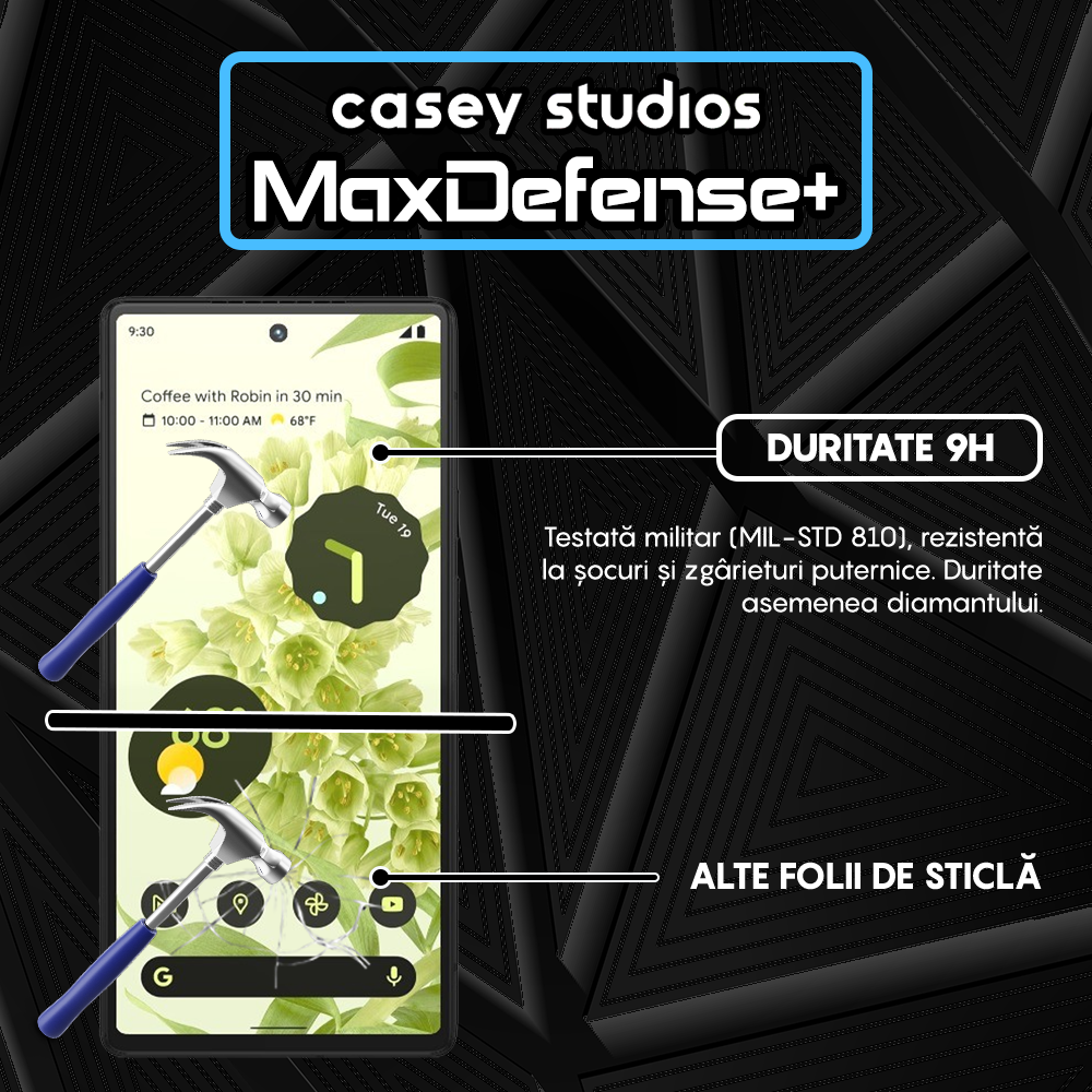 Folie Sticla MaxDefense+ - Google Pixel 6 - Negru