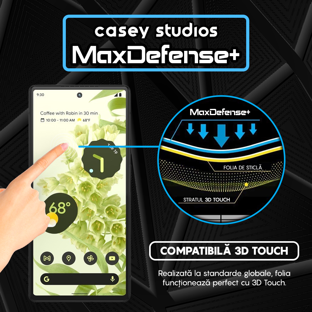 Folie Sticla MaxDefense+ - Google Pixel 6 - Negru