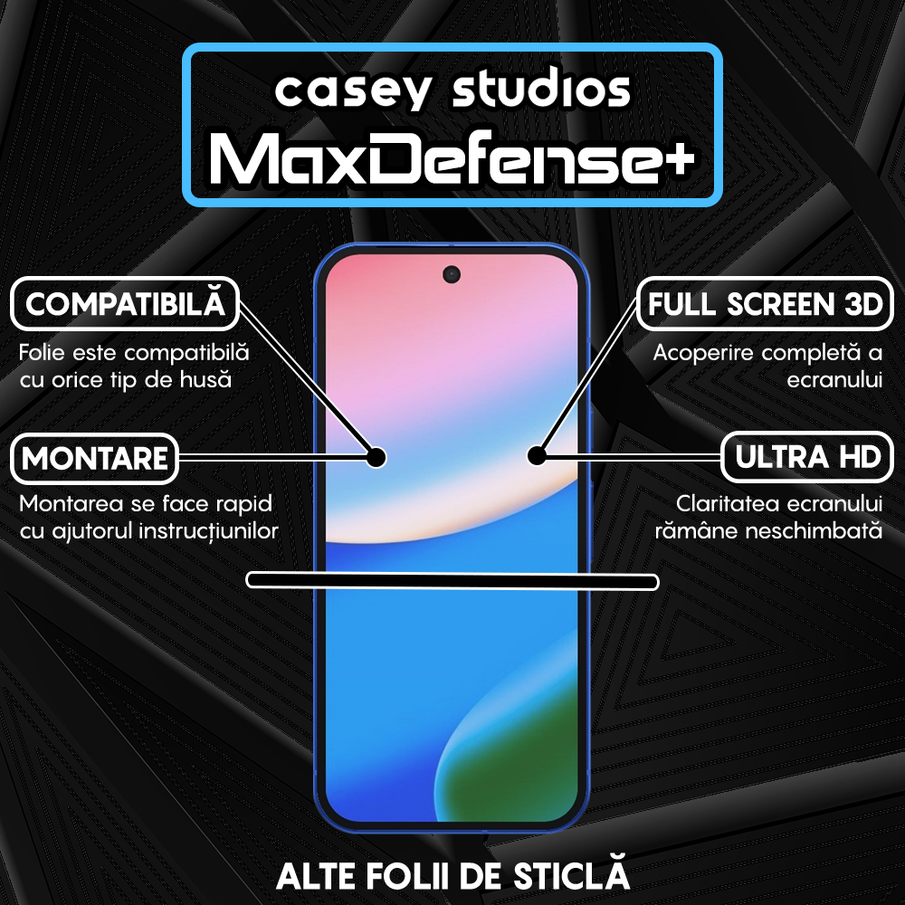 Folie Sticla MaxDefense+ - Google Pixel 10 - Negru