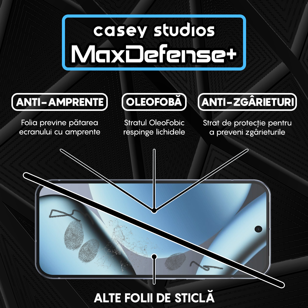 Folie Sticla MaxDefense+ - Google Pixel 10 Pro - Negru