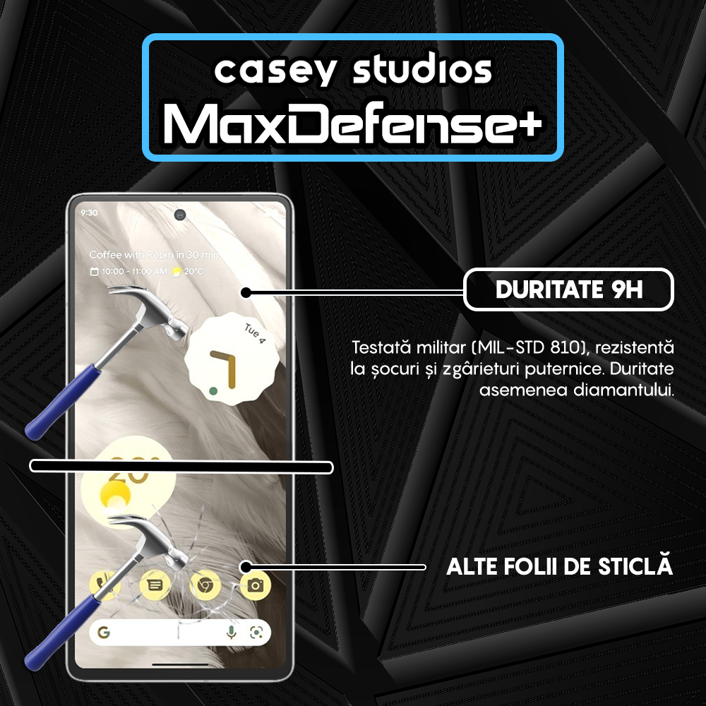 Folie Sticla MaxDefense+ - Google Pixel 7 - Negru