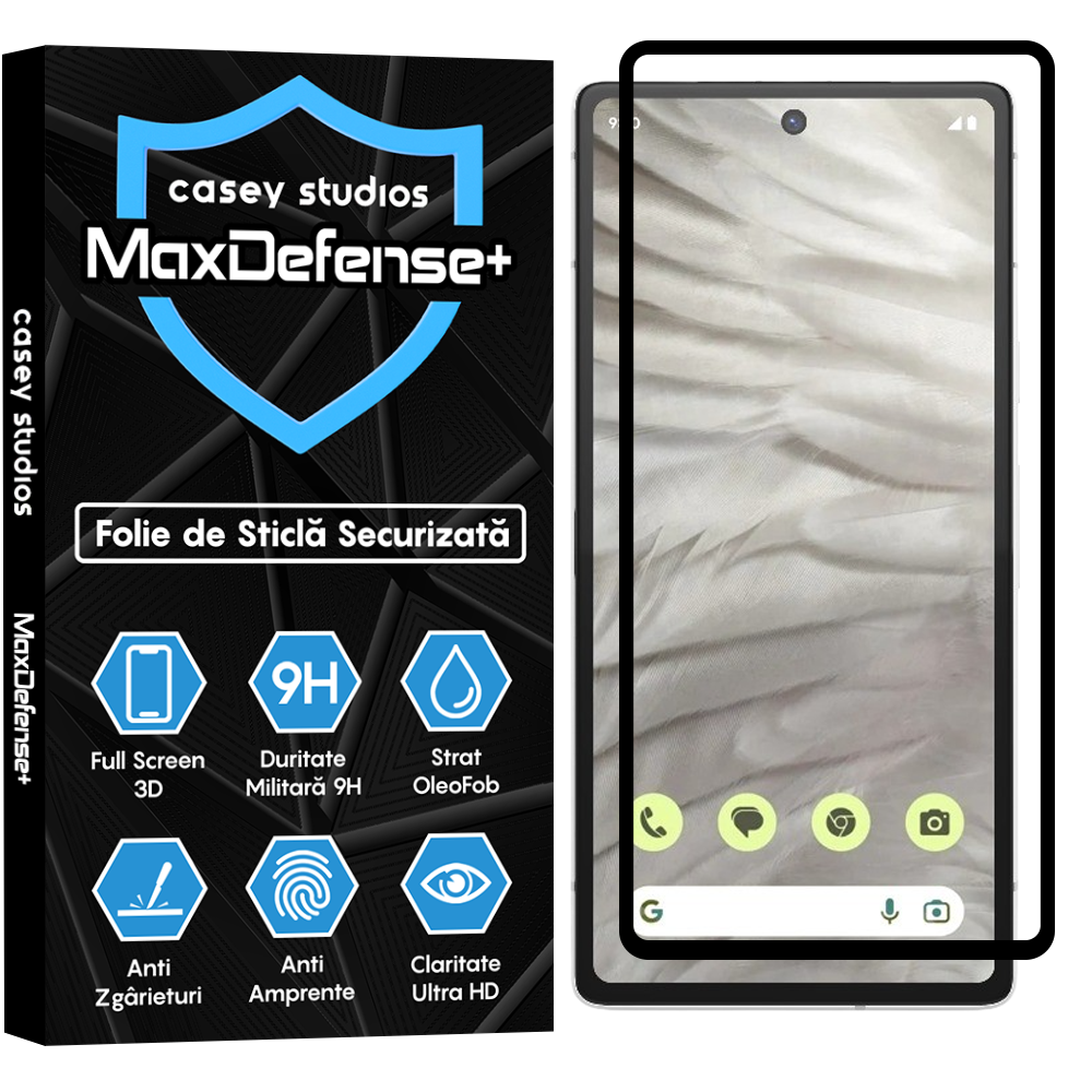 Folie Sticla MaxDefense+ - Google Pixel 7a - Negru