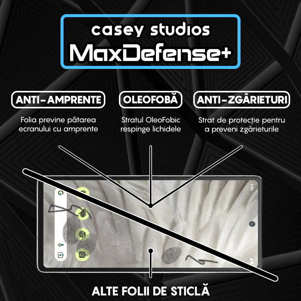 Folie Sticla MaxDefense+ - Google Pixel 7a - Negru