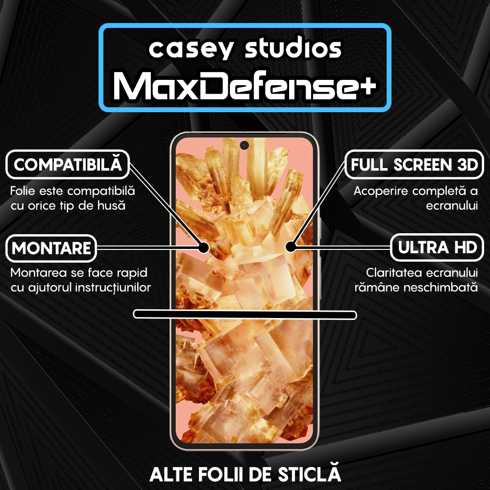 Folie Sticla MaxDefense+ - Google Pixel 8 - Negru