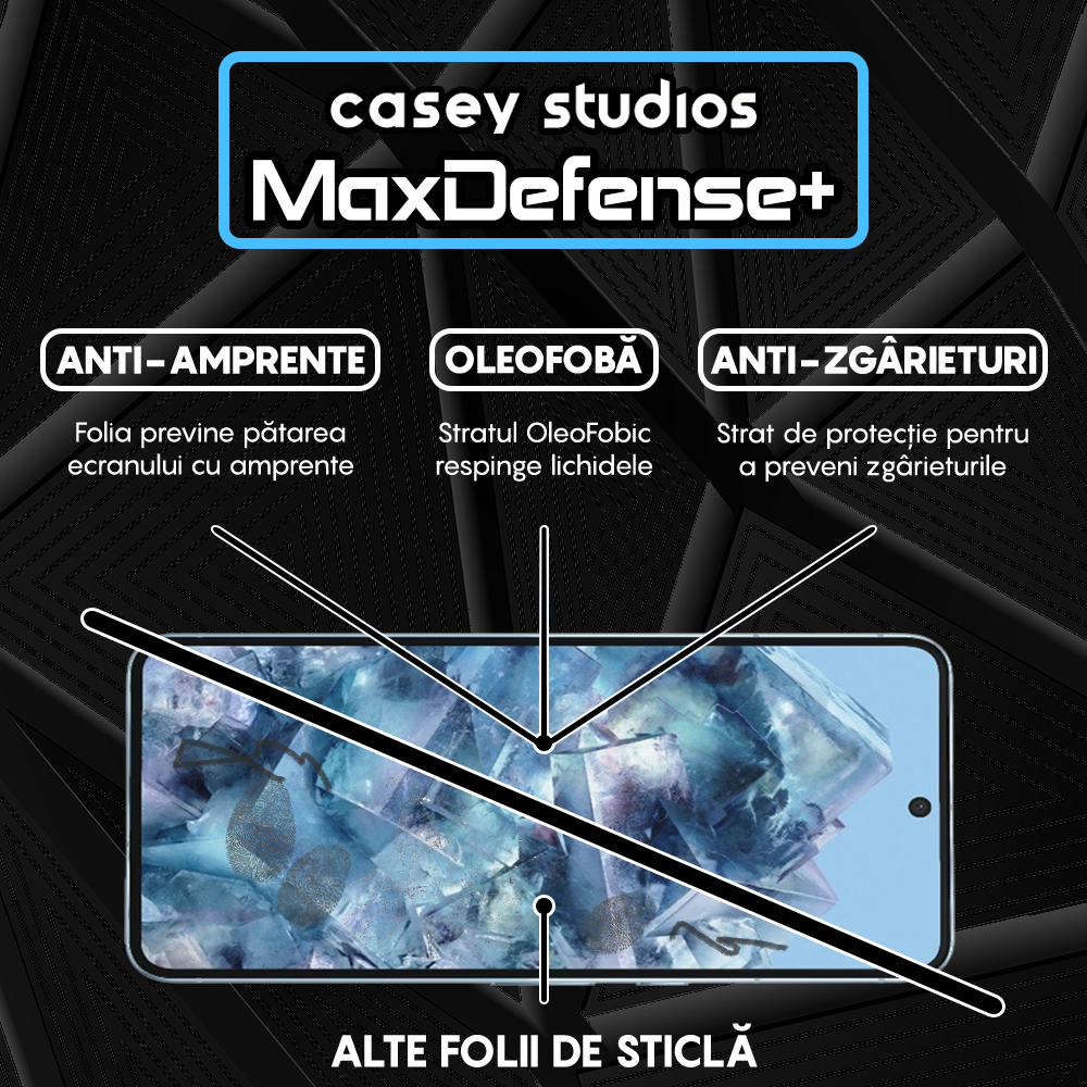 Folie Sticla MaxDefense+ - Google Pixel 8 Pro - Negru