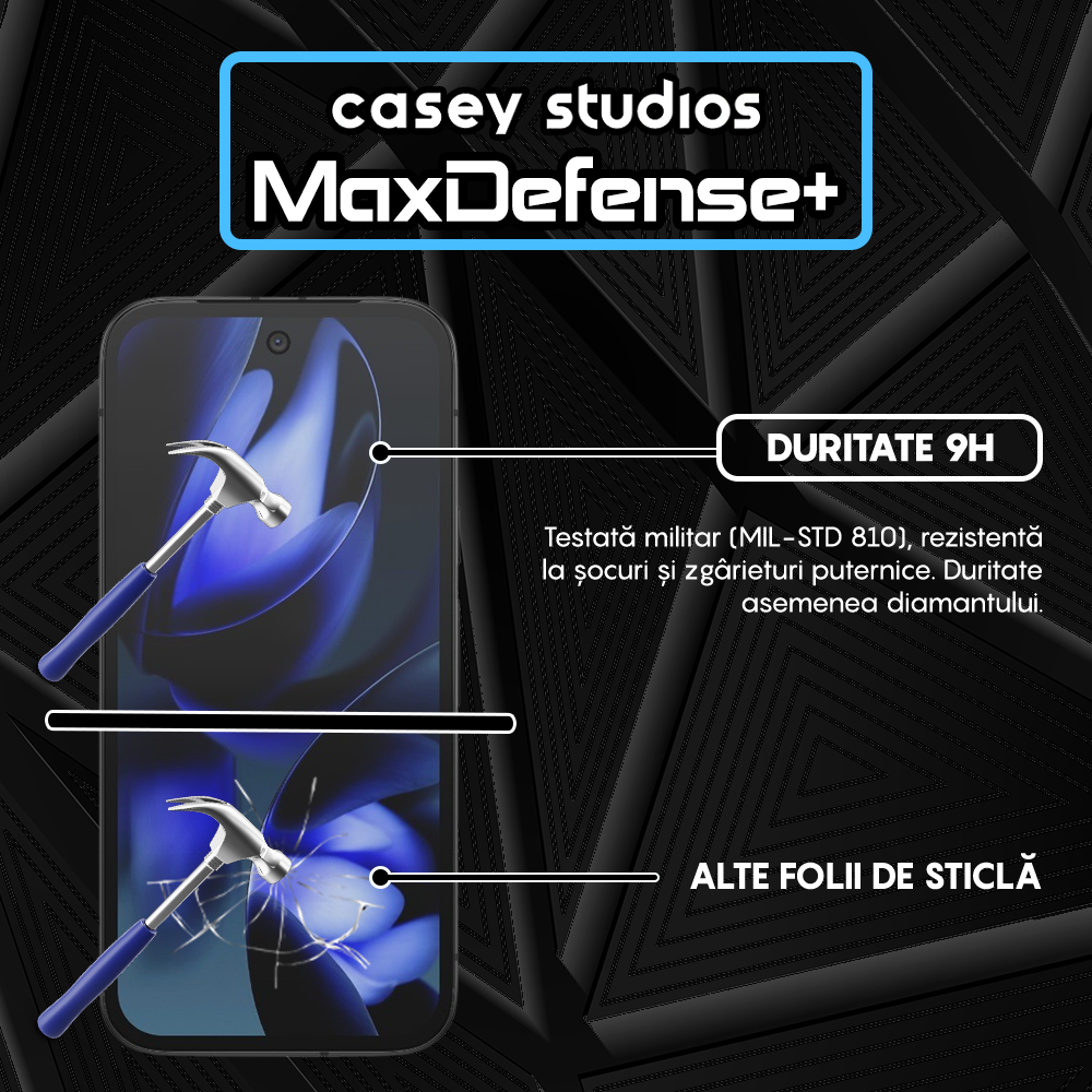 Folie Sticla MaxDefense+ - Google Pixel 9A - Negru