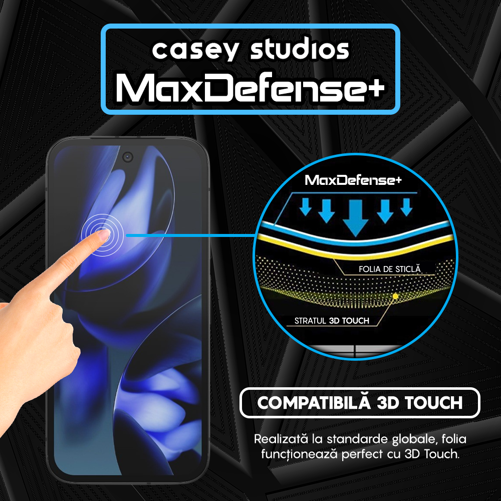 Folie Sticla MaxDefense+ - Google Pixel 9A - Negru