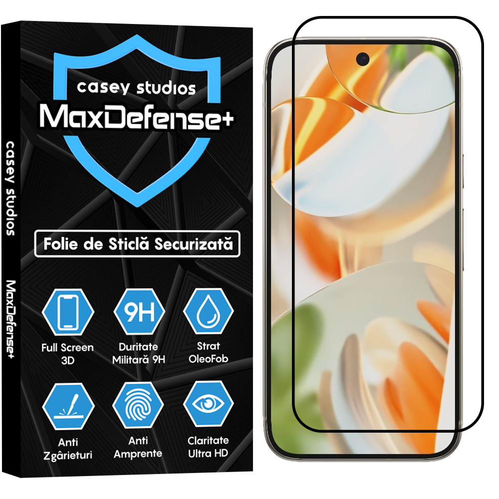 Folie Sticla MaxDefense+ - Google Pixel 9 Pro - Negru
