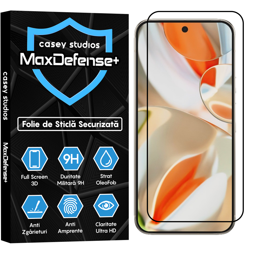 Folie Sticla MaxDefense+ - Google Pixel 9 Pro XL - Negru