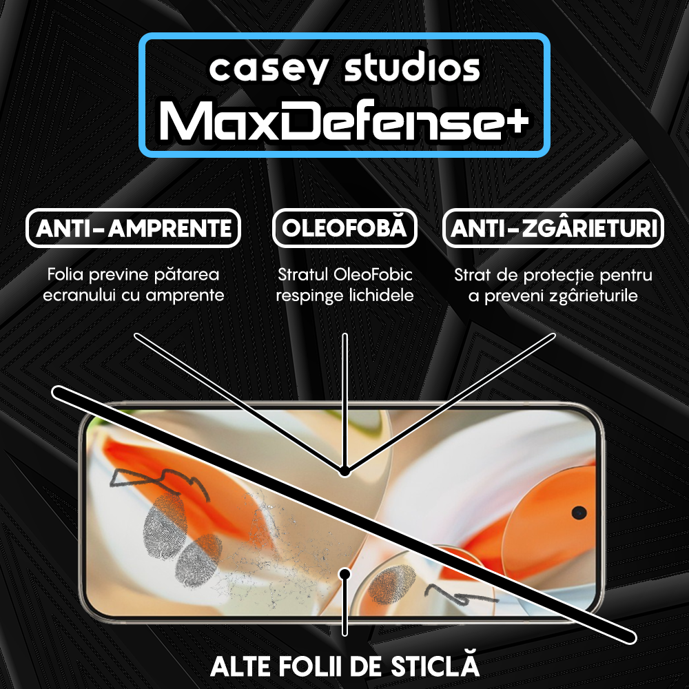 Folie Sticla MaxDefense+ - Google Pixel 9 Pro XL - Negru