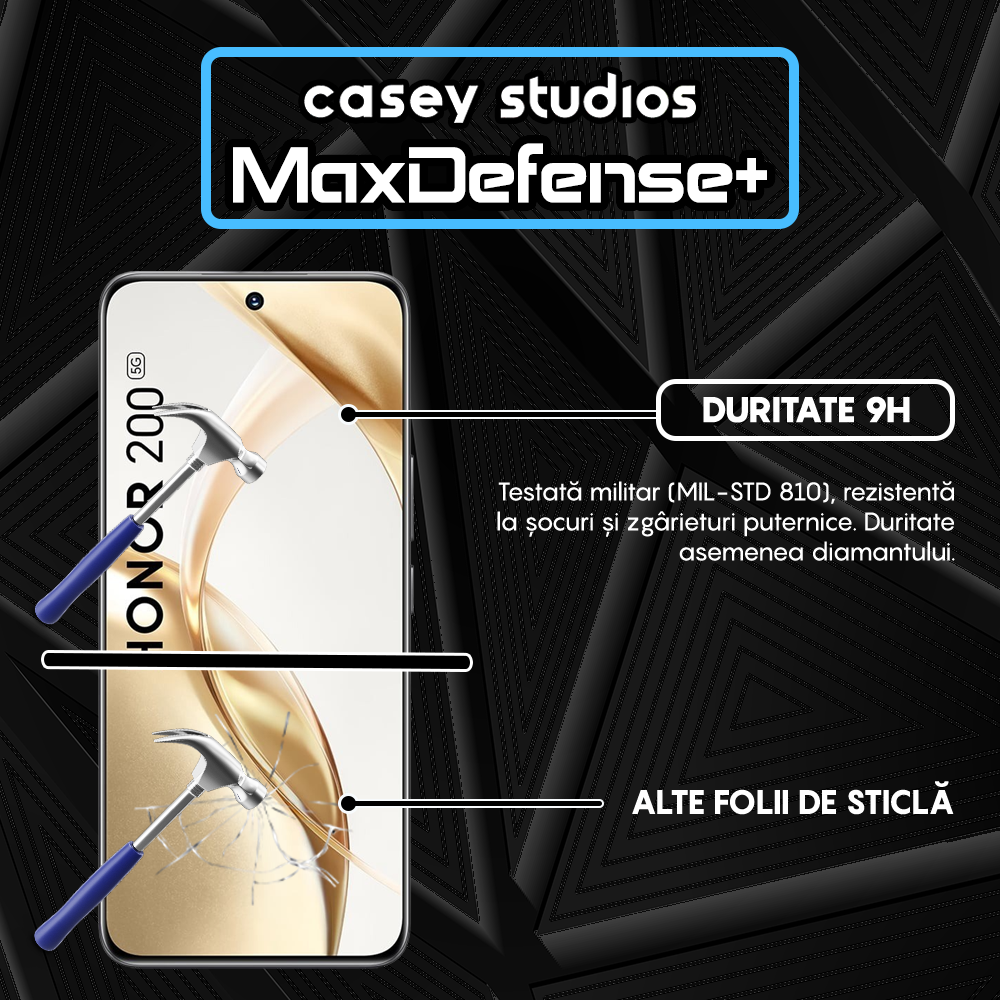 Folie Sticla MaxDefense+ - Honor 200 - Negru